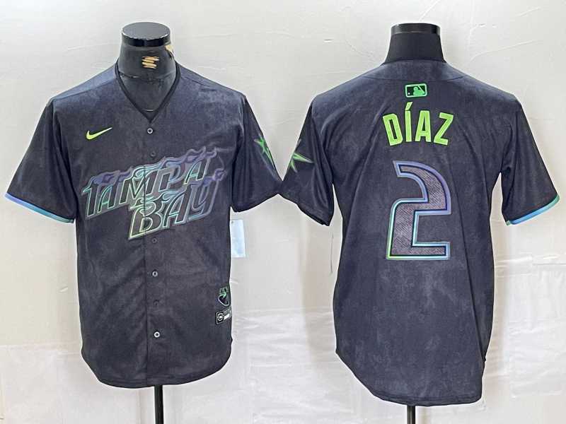 Men%27s Tampa Bay Rays #2 Yandy Diaz Charcoal 2024 City Connect Limited Stitched Jersey